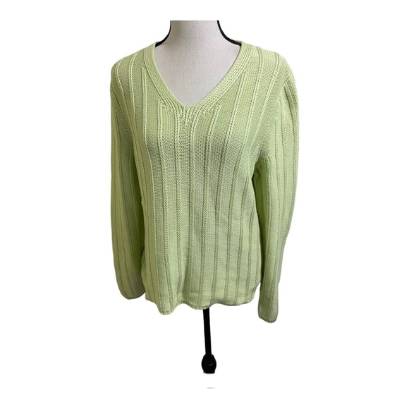 Brooks brothers womens heavy knit V-neck long sleeve sweater light green Large - Picture 1 of 11